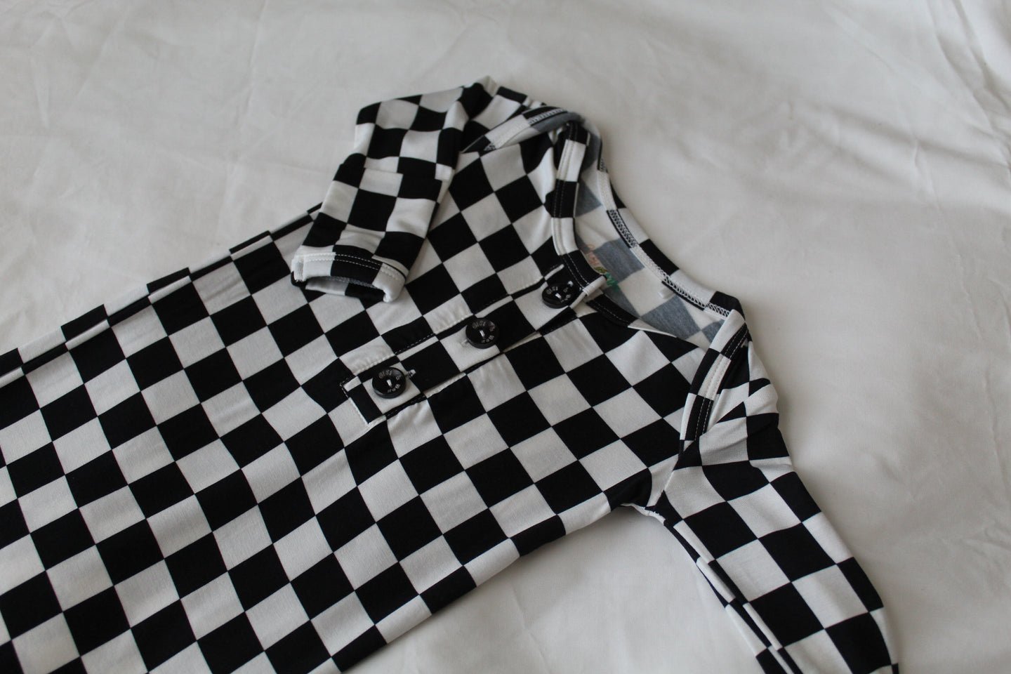 Black Checkered Knotted Gown